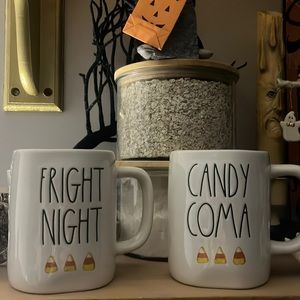 Rae Dunn Candy corn mugs Candy Coma and Fright night